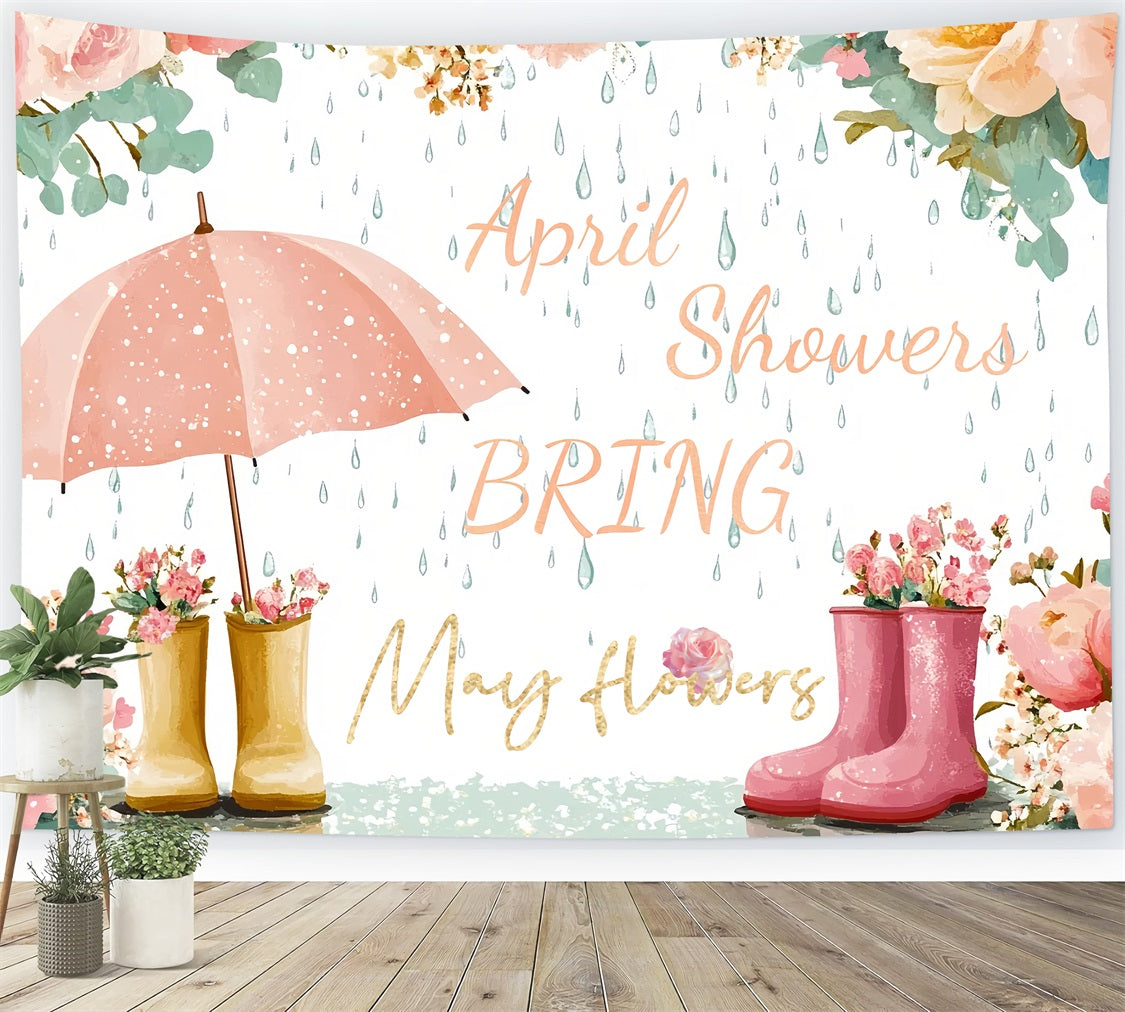 Baby Shower Photo Backdrops Rainy Day Flowers Joy Backdrop CSH2-182