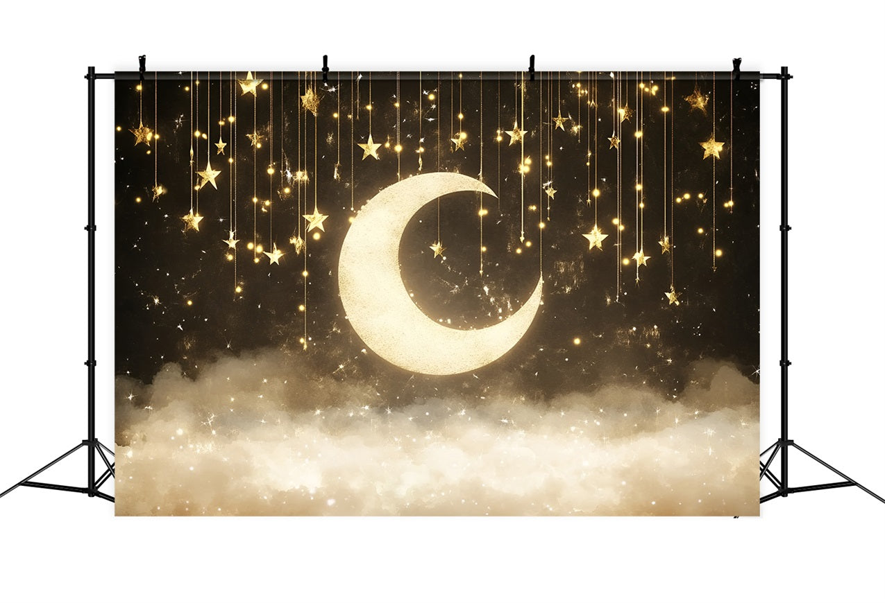 Baby Shower Backdrop Ideas Dreamy Glittering Moon Stars Backdrop CSH2-183