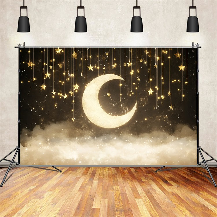 Baby Shower Backdrop Ideas Dreamy Glittering Moon Stars Backdrop CSH2-183