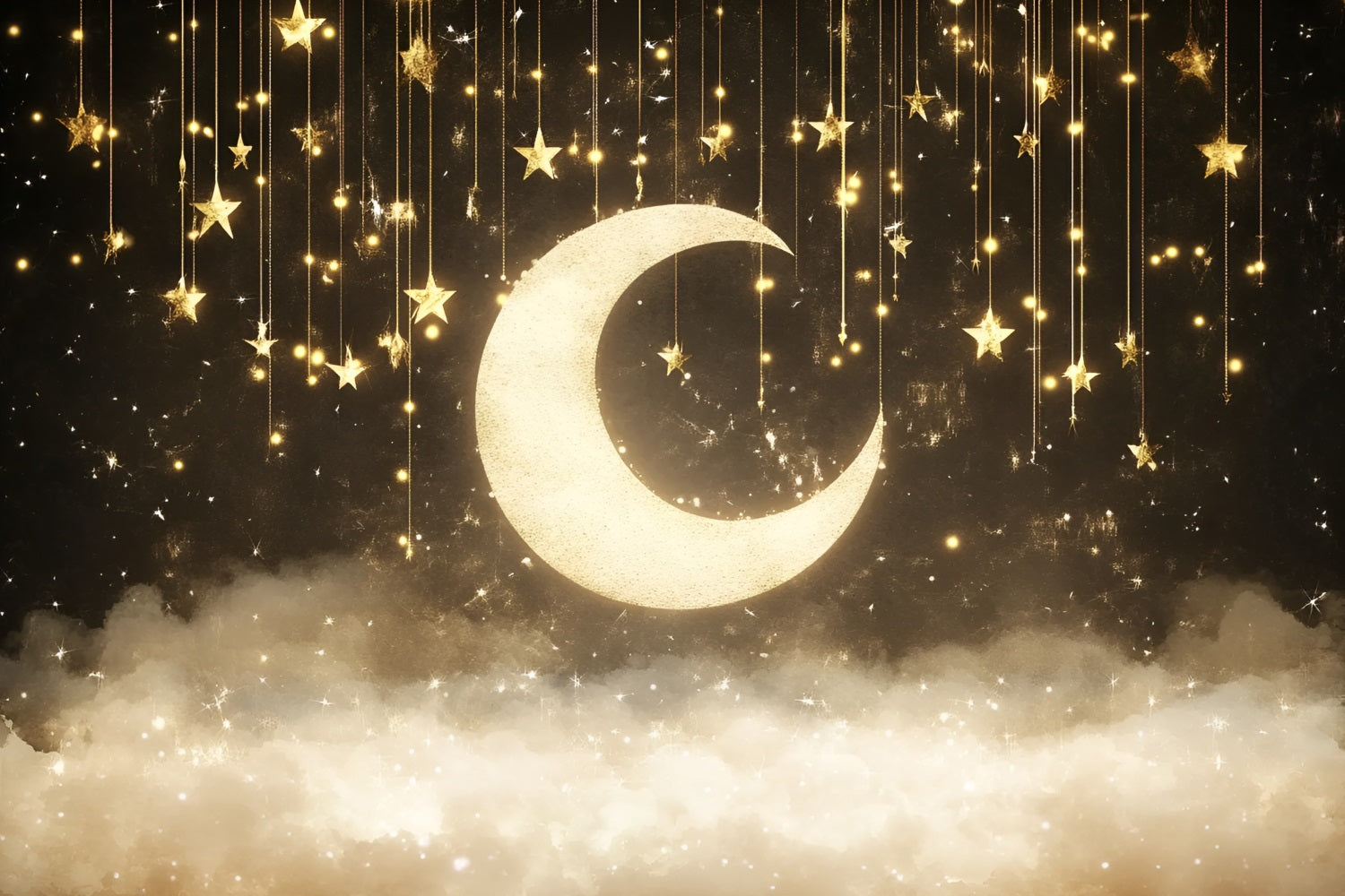 Baby Shower Backdrop Ideas Dreamy Glittering Moon Stars Backdrop CSH2-183