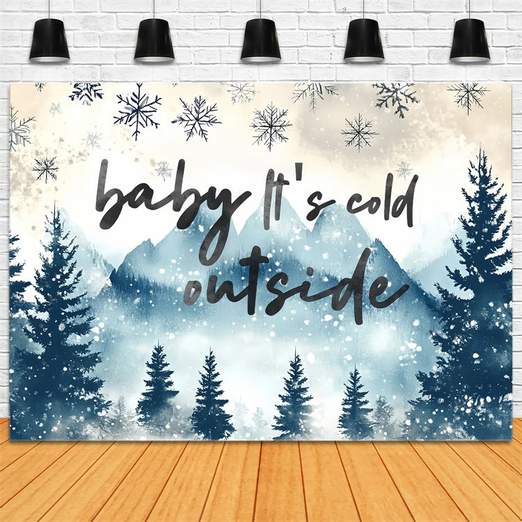 Backdrop For Baby Shower Winter Wonderland Snowflakes Backdrop CSH2-185