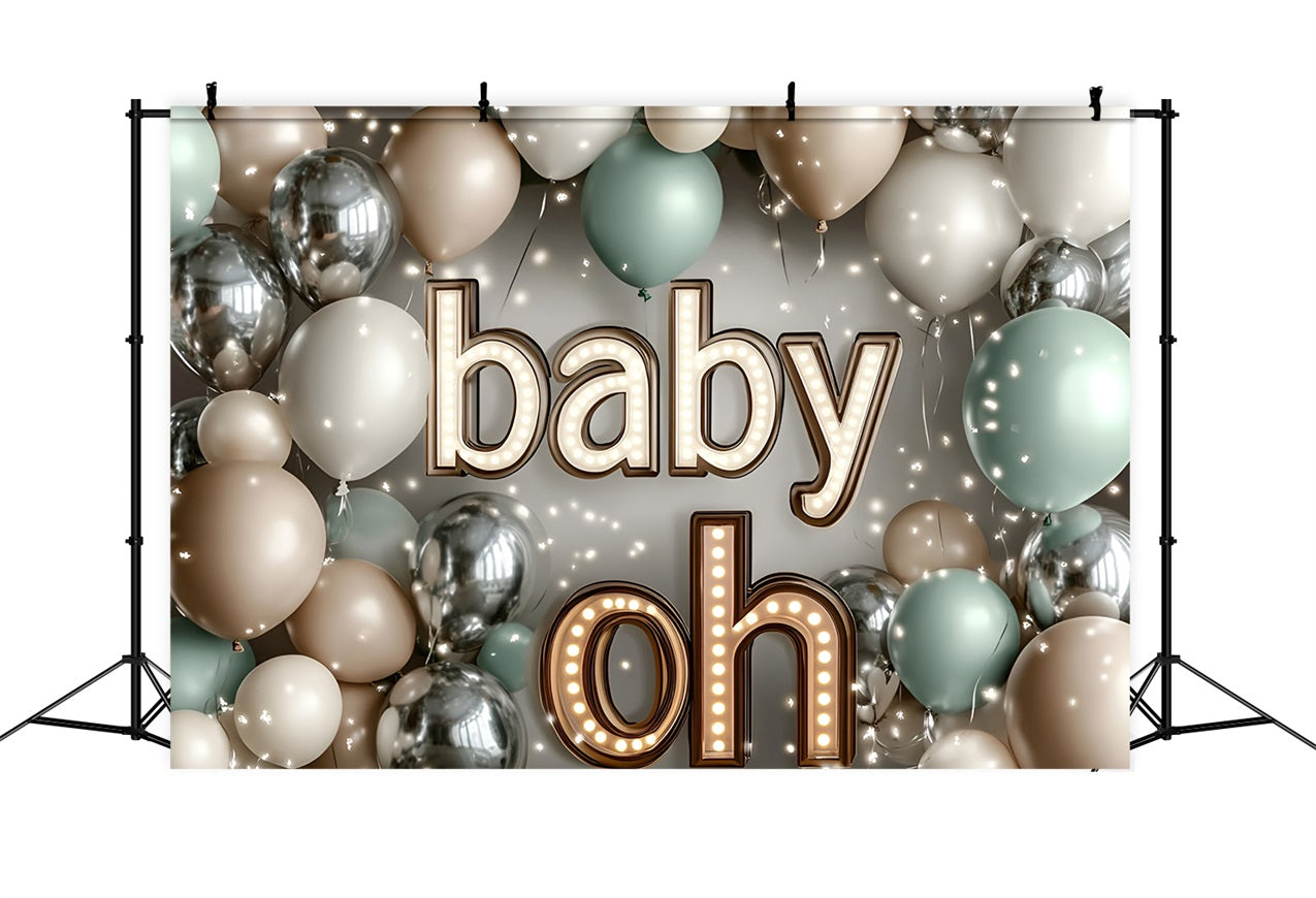 Baby Shower Backdrop Twinkling Lights Balloon Celebration Backdrop CSH2-186