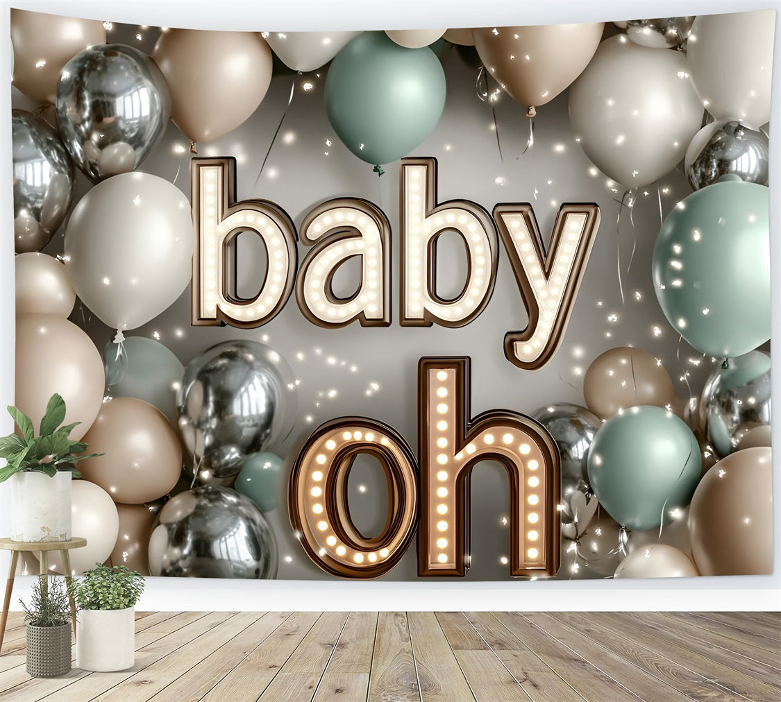 Baby Shower Backdrop Twinkling Lights Balloon Celebration Backdrop CSH2-186