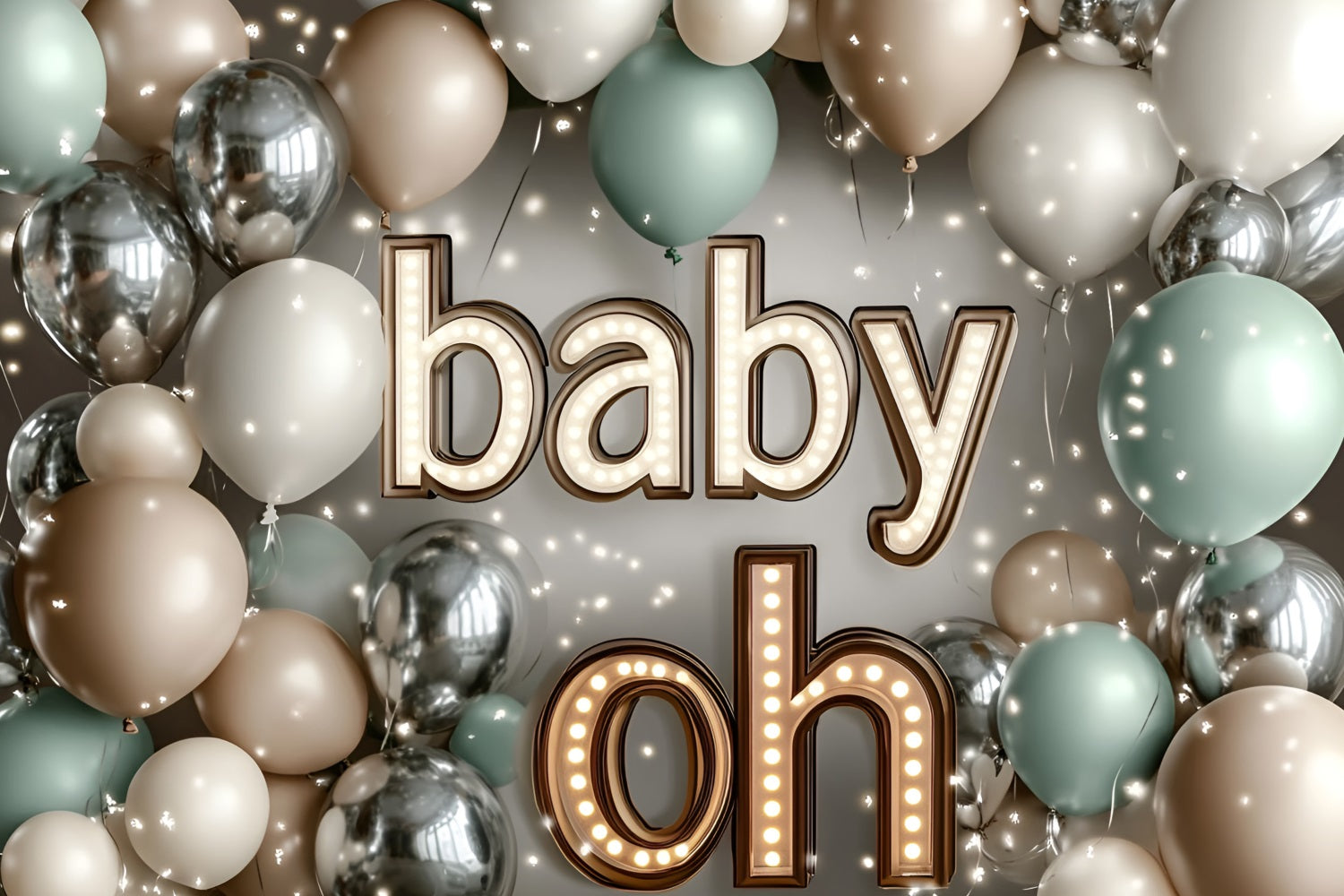 Baby Shower Backdrop Twinkling Lights Balloon Celebration Backdrop CSH2-186