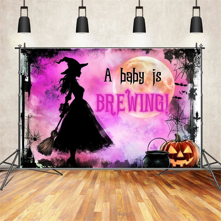 Backdrops For Baby Shower Halloween Witch Baby Reveal Backdrop CSH2-187