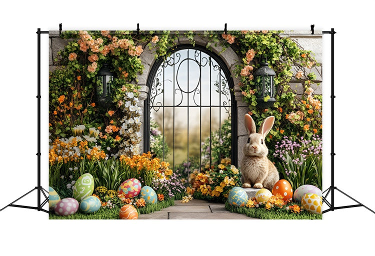 Easter Backdrops Ideas Floral Archway Painted Eggs Backdrop CSH2-19