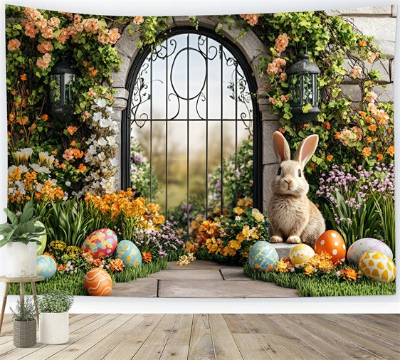 Easter Backdrops Ideas Floral Archway Painted Eggs Backdrop CSH2-19