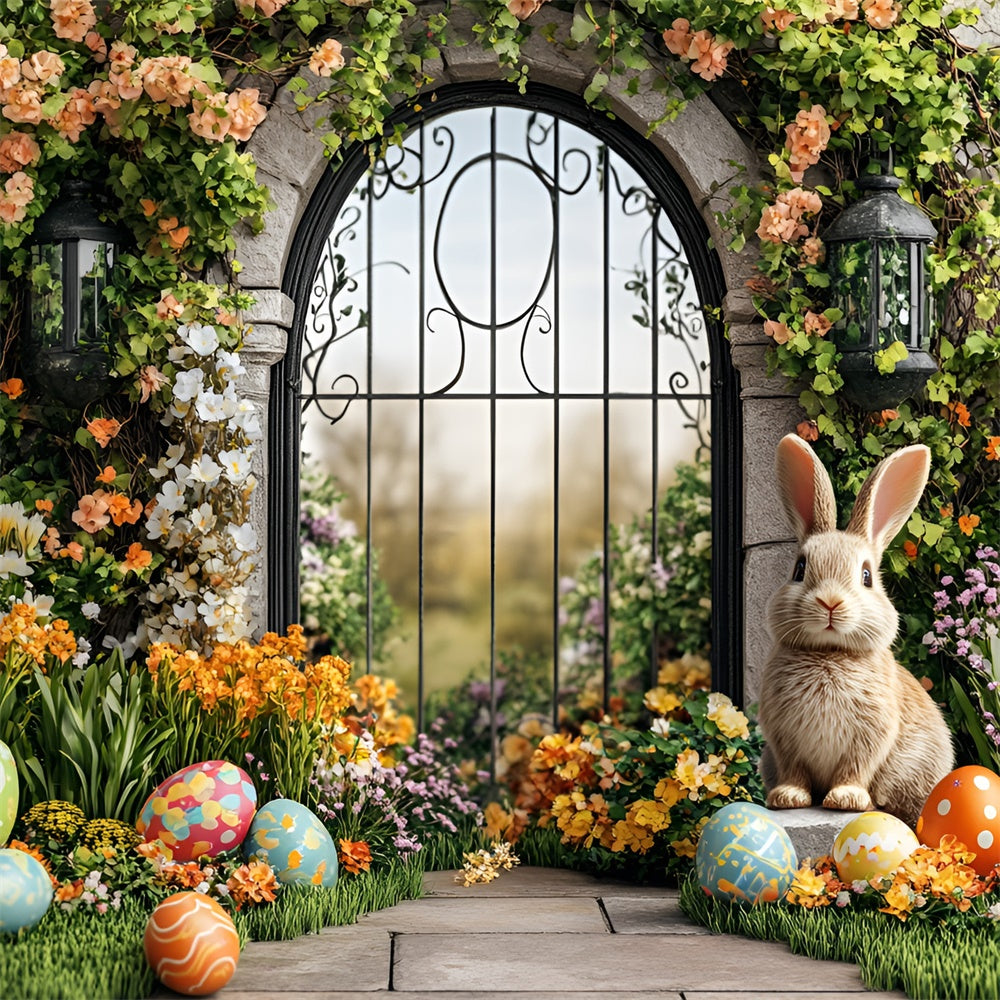 Easter Backdrops Ideas Floral Archway Painted Eggs Backdrop CSH2-19