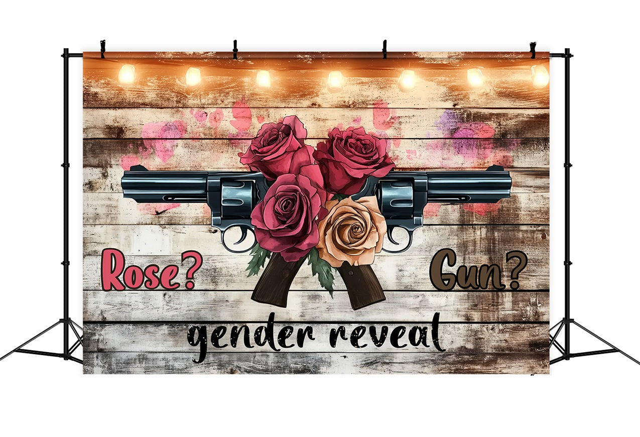 Backdrop For Baby Shower Rustic Rose Gun Gender Reveal Backdrop CSH2-191