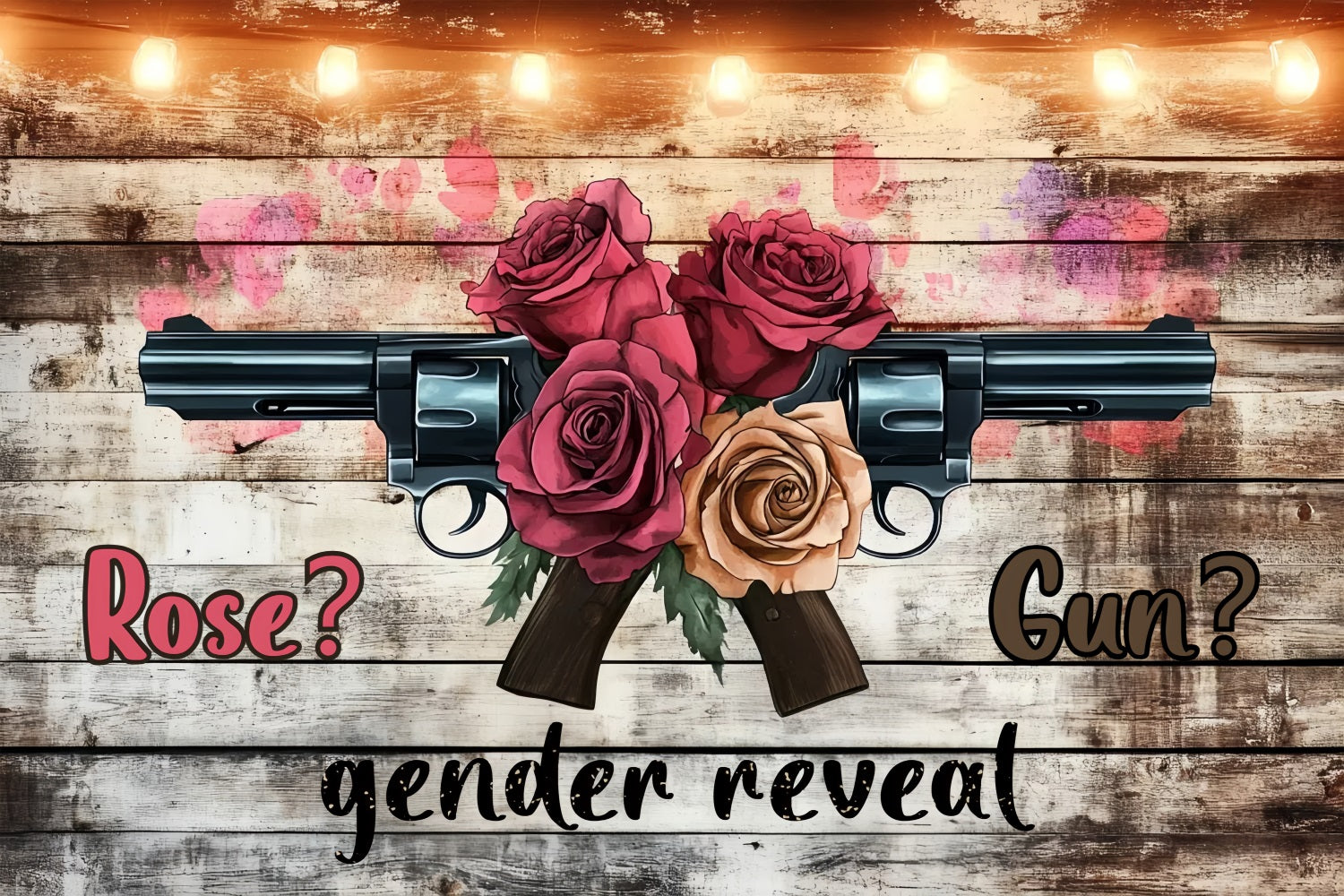 Backdrop For Baby Shower Rustic Rose Gun Gender Reveal Backdrop CSH2-191