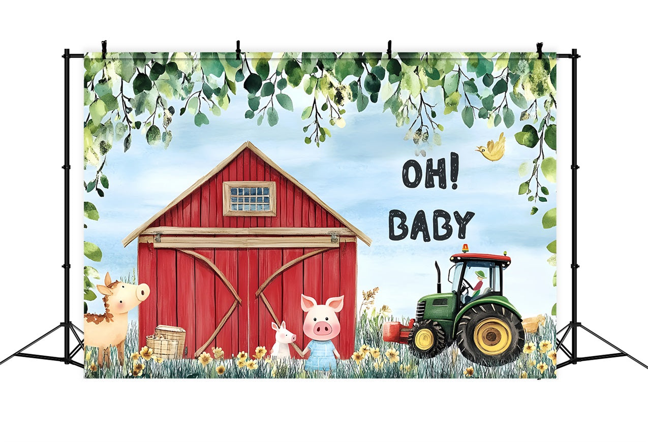 Photo Backdrop For Baby Shower Barnyard Baby Welcome Backdrop CSH2-192