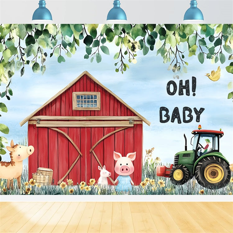 Photo Backdrop For Baby Shower Barnyard Baby Welcome Backdrop CSH2-192