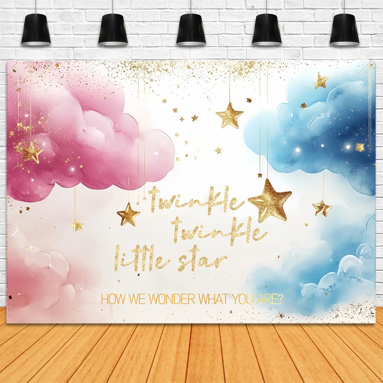 Baby Shower Photo Backdrop Stars Clouds Baby Reveal Backdrop CSH2-193