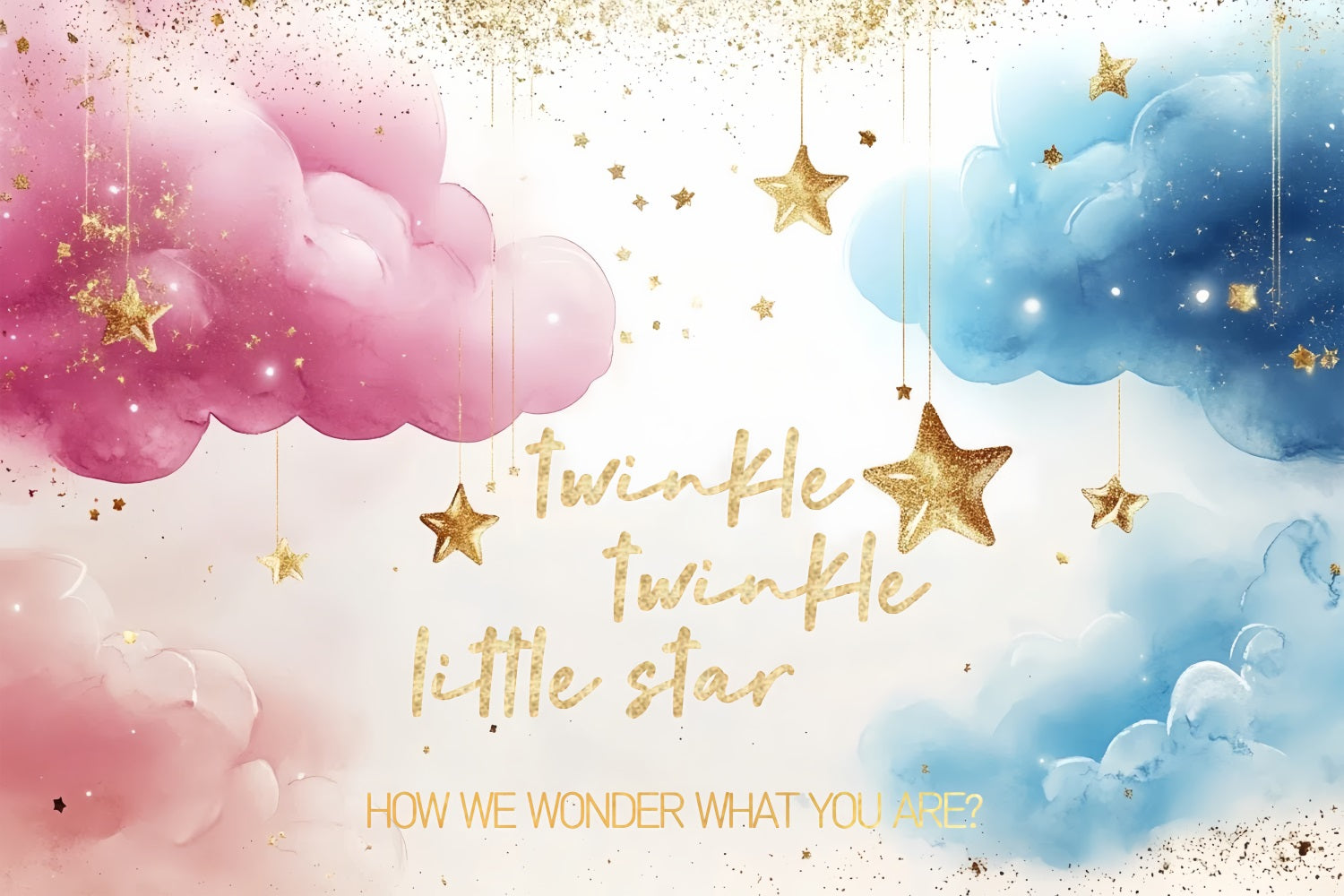 Baby Shower Photo Backdrop Stars Clouds Baby Reveal Backdrop CSH2-193