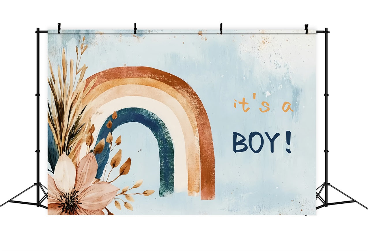 Baby Shower Backdrop Vintage Rainbow Boy Gender Reveal Backdrop CSH2-194