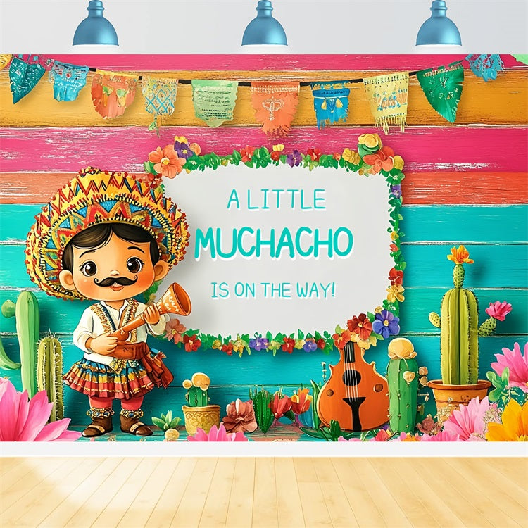 Baby Shower Photo Backdrop Mexican Fiesta Gender Reveal Backdrop CSH2-196