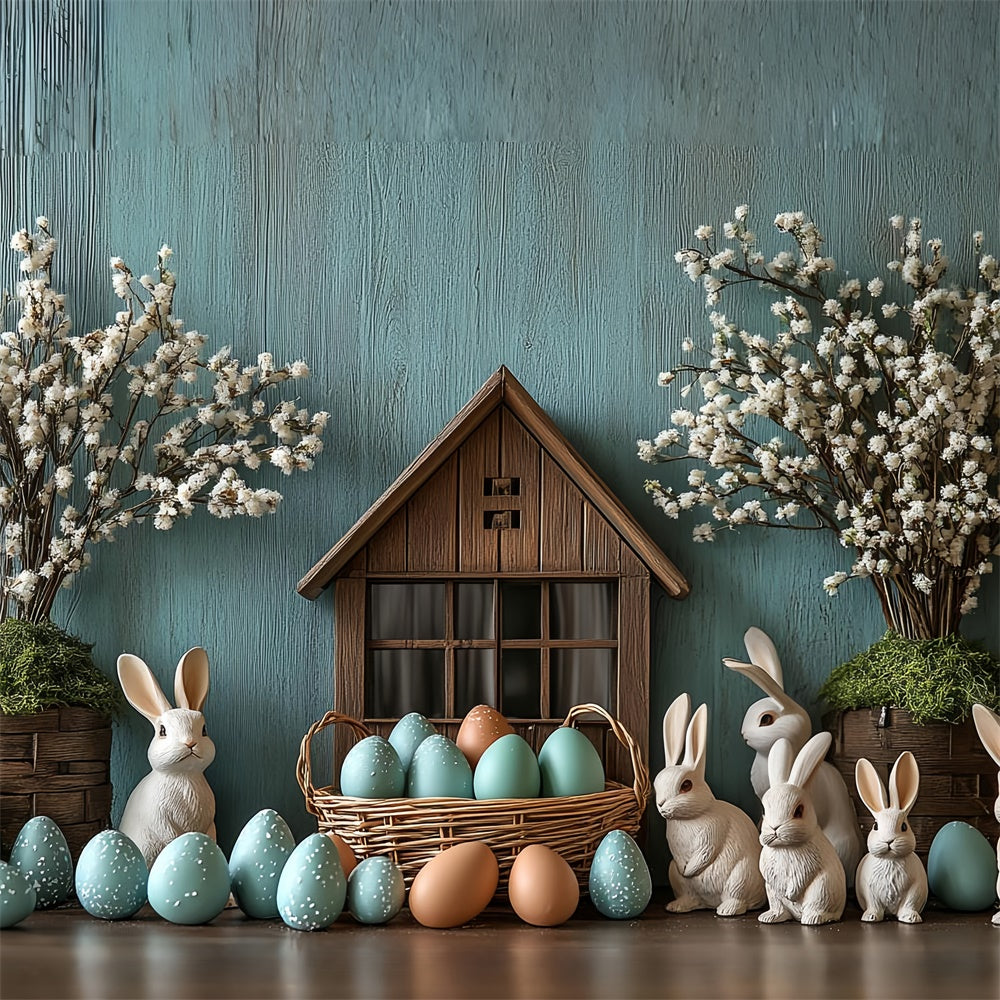 Easter Photography Backdrops Bunny Basket Pastel Eggs Backdrop CSH2-2