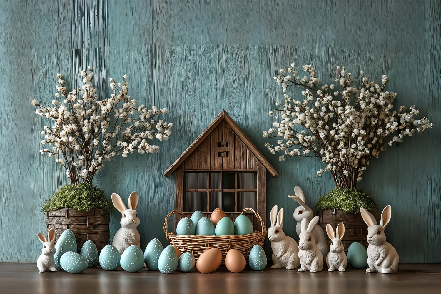 Easter Photography Backdrops Bunny Basket Pastel Eggs Backdrop CSH2-2