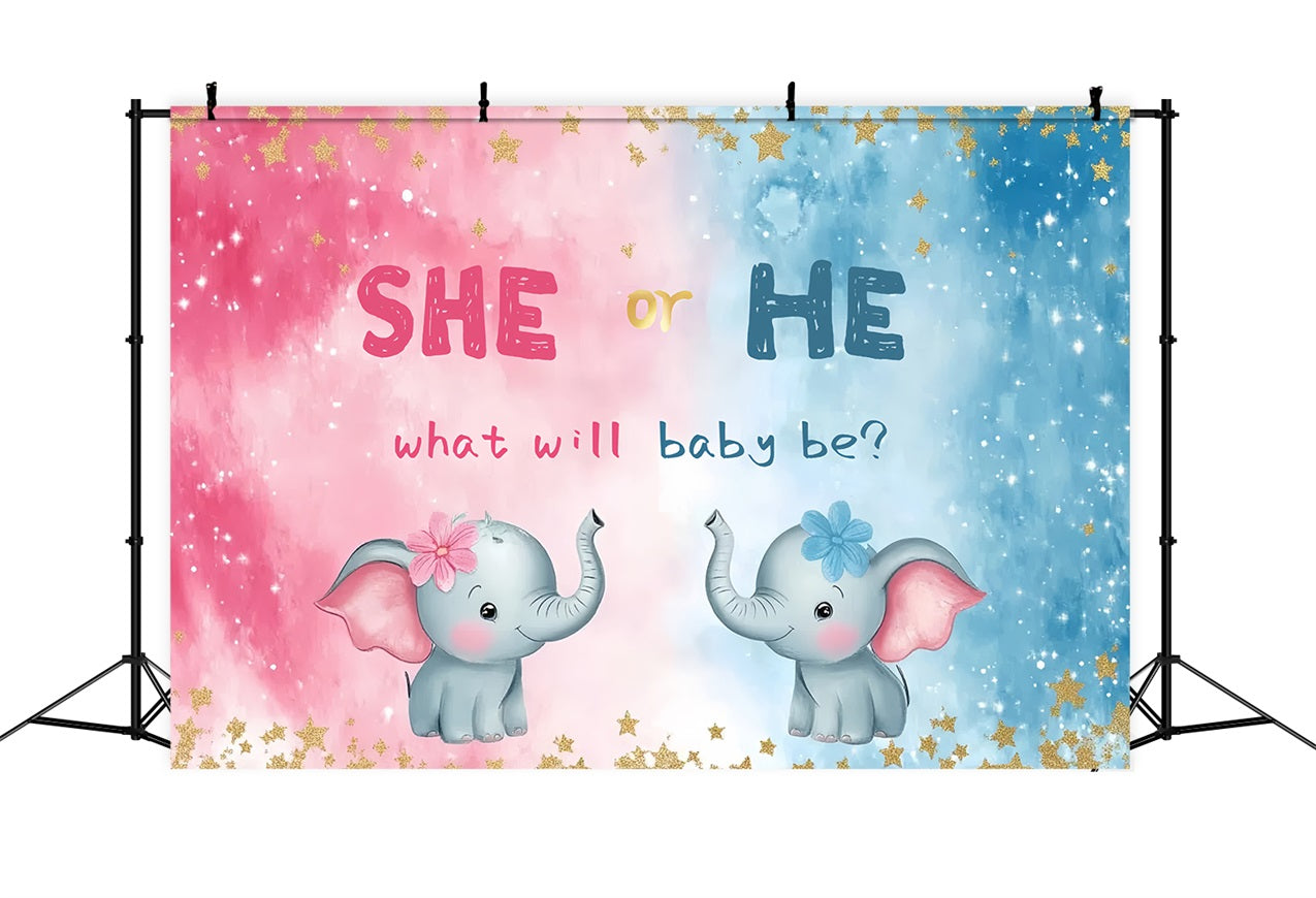 Baby Shower Photo Backdrops Pink Blue Elephant Fun Backdrop CSH2-200