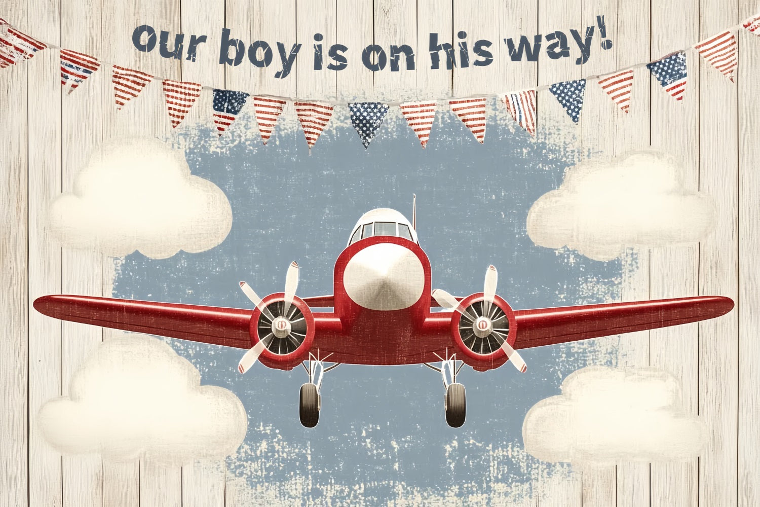 Baby Shower Backdrop Boy Vintage Airplane Baby Arrival Backdrop CSH2-202