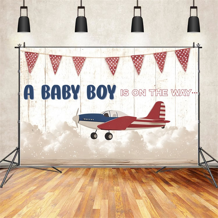 Backdrop For Baby Shower Baby Boy's Sky High Welcome Backdrop CSH2-203