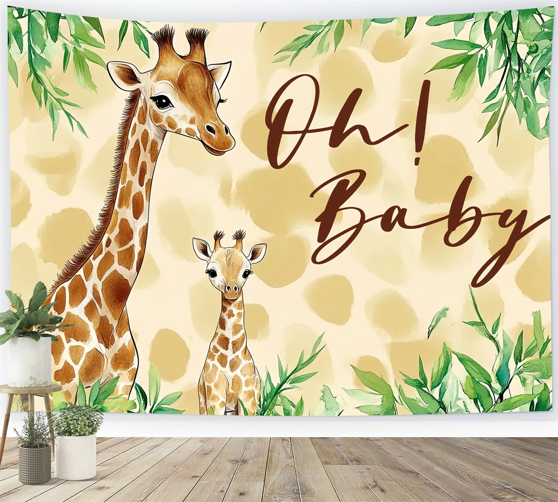 Photo Backdrop For Baby Shower Giraffe Gentle Welcome Backdrop CSH2-206