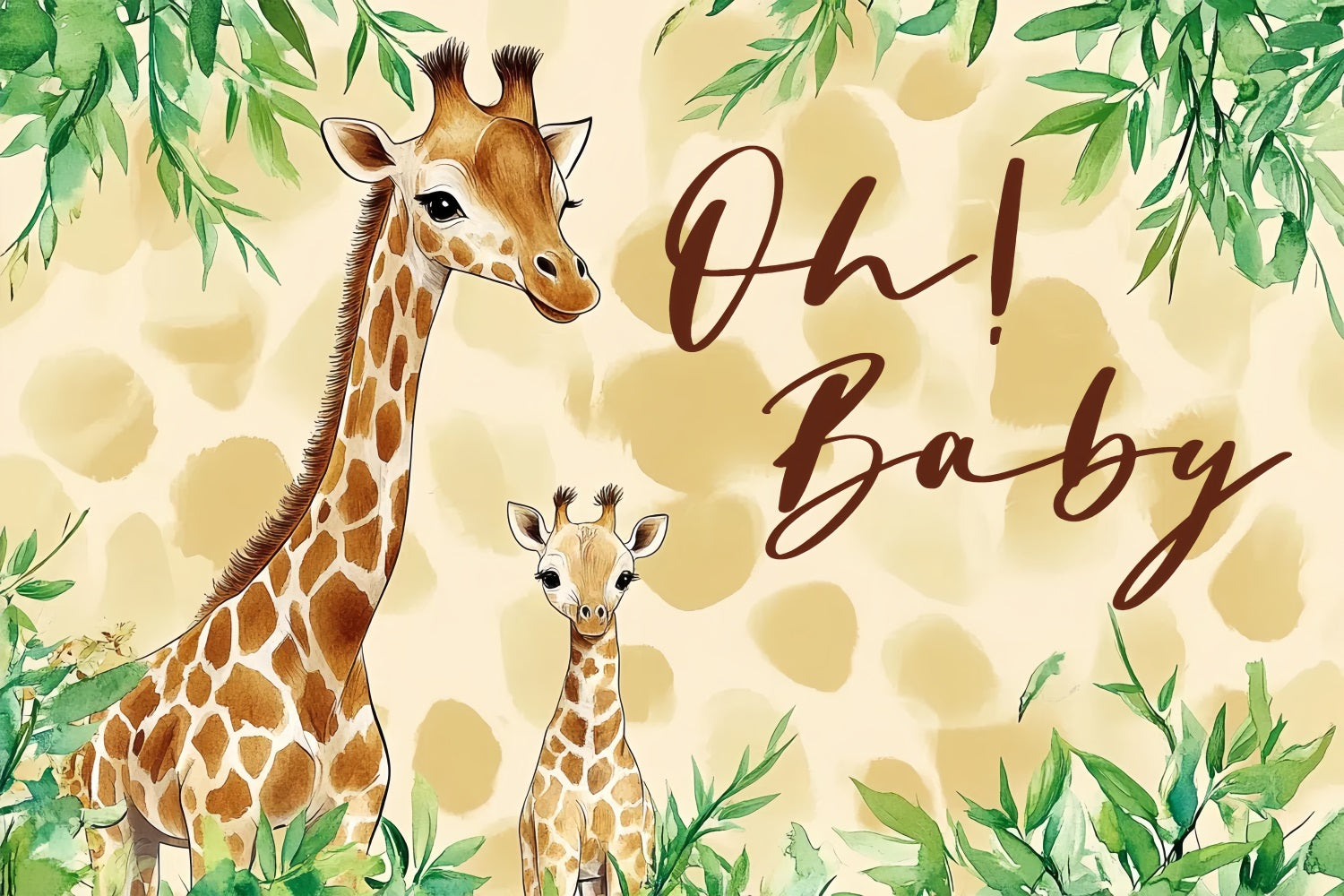 Photo Backdrop For Baby Shower Giraffe Gentle Welcome Backdrop CSH2-206