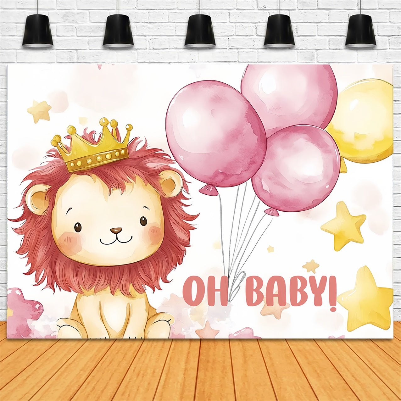 Photo Backdrop For Baby Shower Adorable Lion Balloon Backdrop CSH2-209