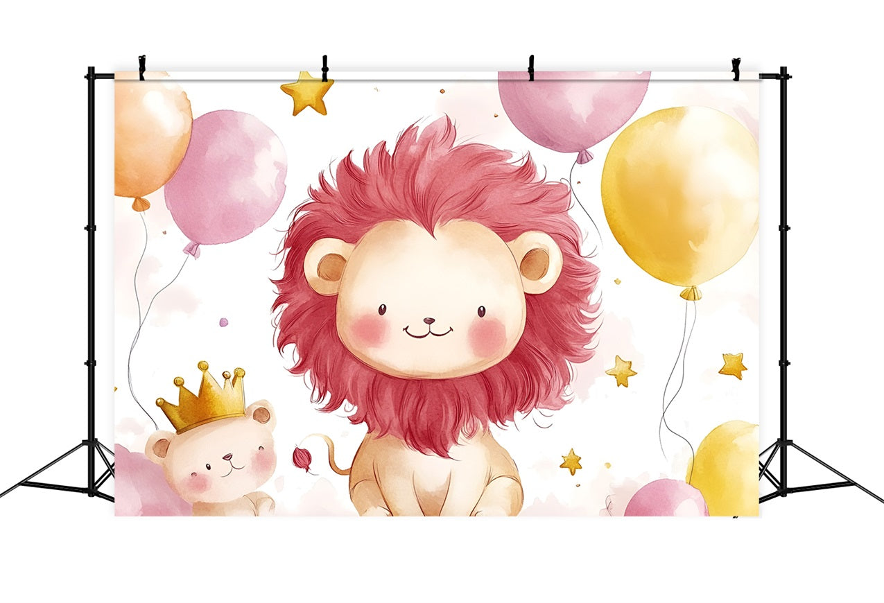 Backdrops For Baby Shower Playful Lion Teddy Baby Backdrop CSH2-210