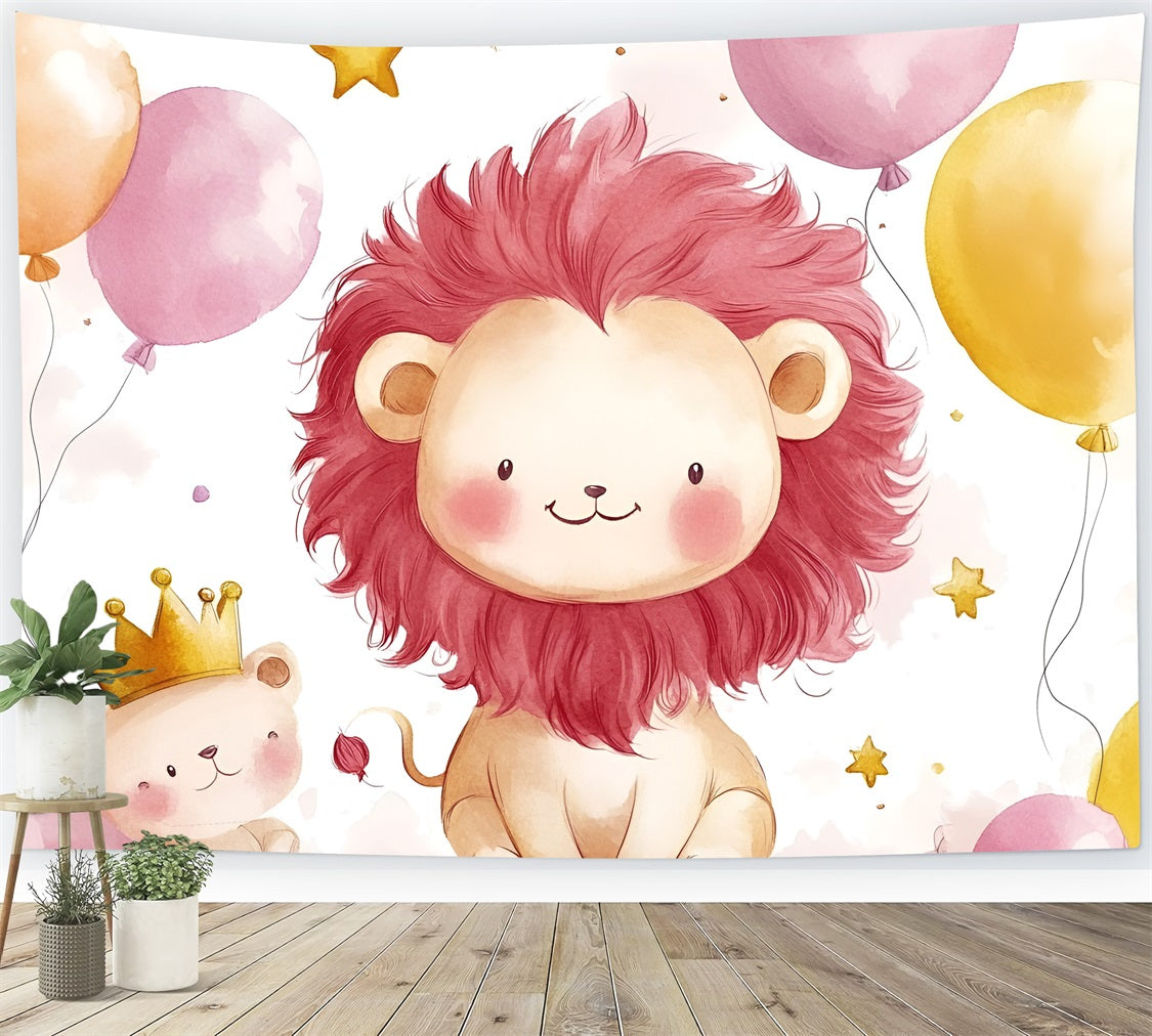 Backdrops For Baby Shower Playful Lion Teddy Baby Backdrop CSH2-210