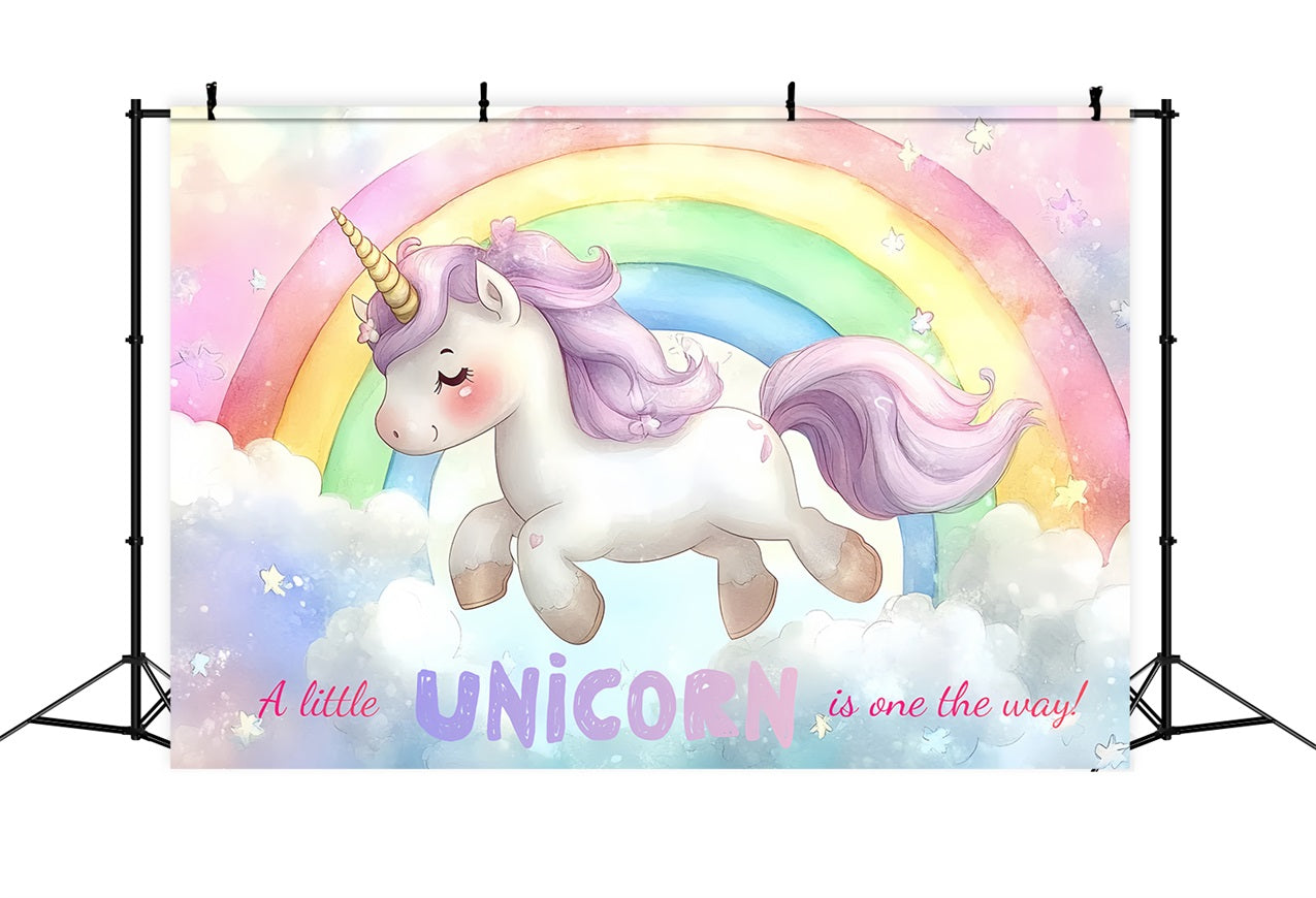 Baby Shower Backdrop Girl Dreamy Unicorn Rainbow Backdrop CSH2-211