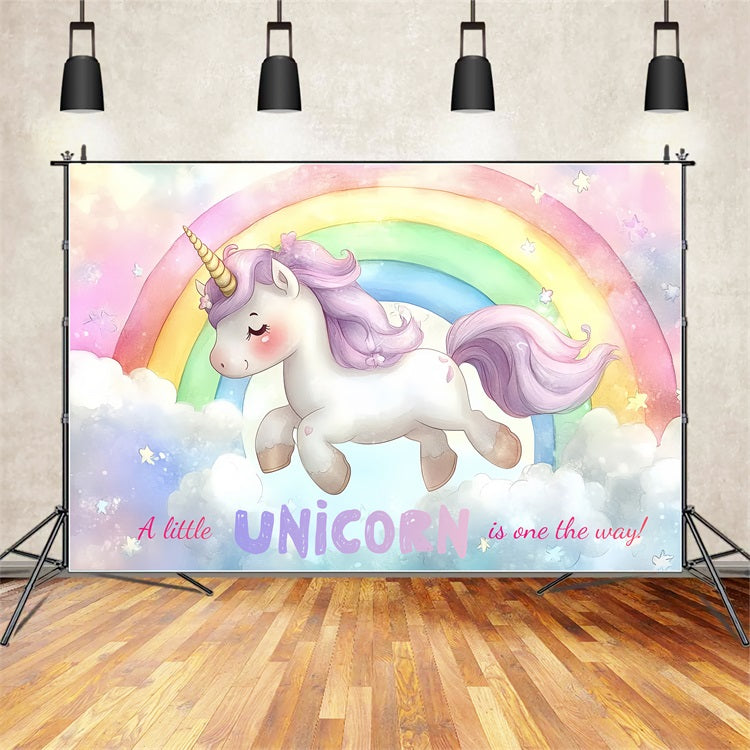 Baby Shower Backdrop Girl Dreamy Unicorn Rainbow Backdrop CSH2-211