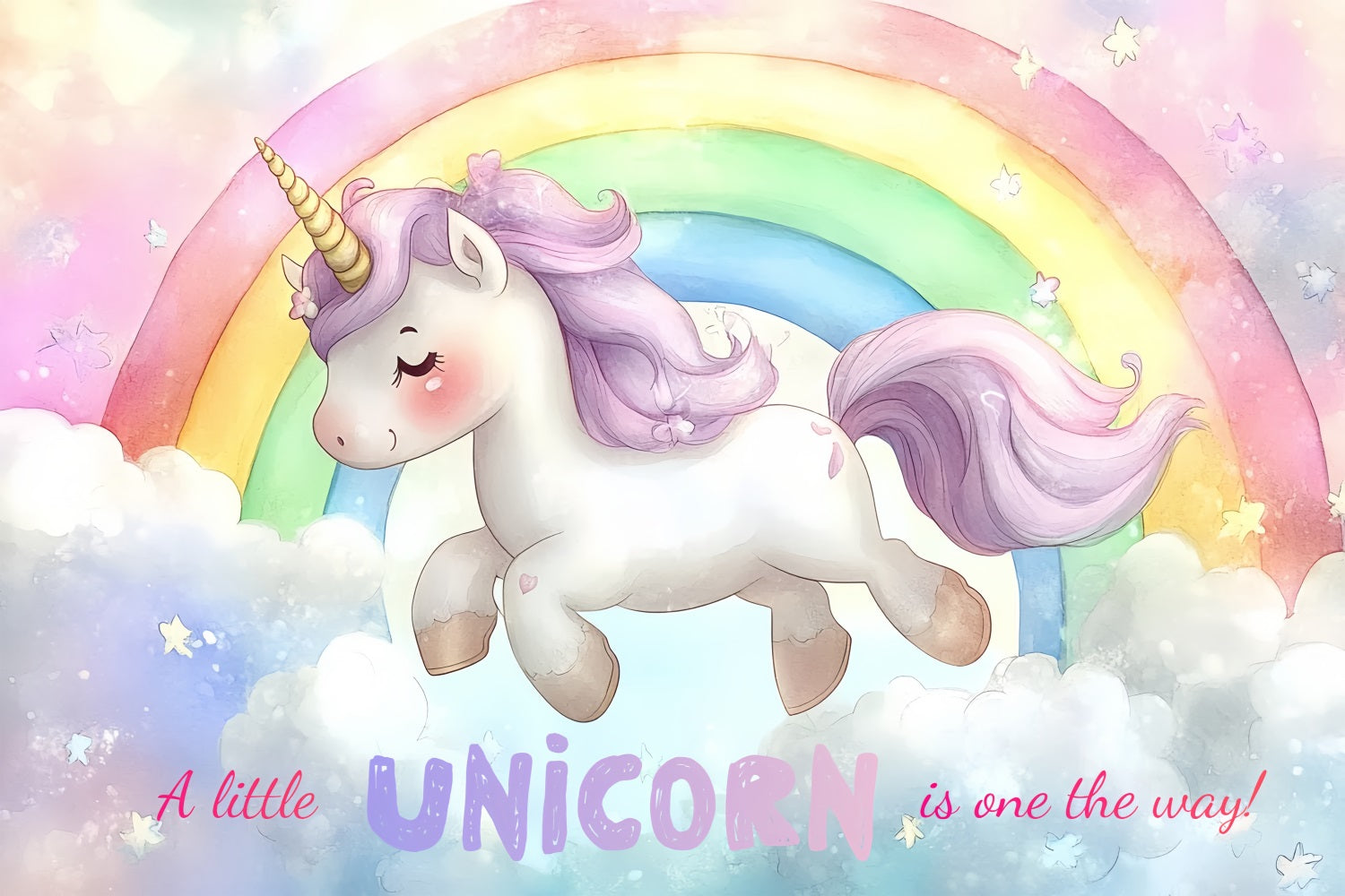 Baby Shower Backdrop Girl Dreamy Unicorn Rainbow Backdrop CSH2-211