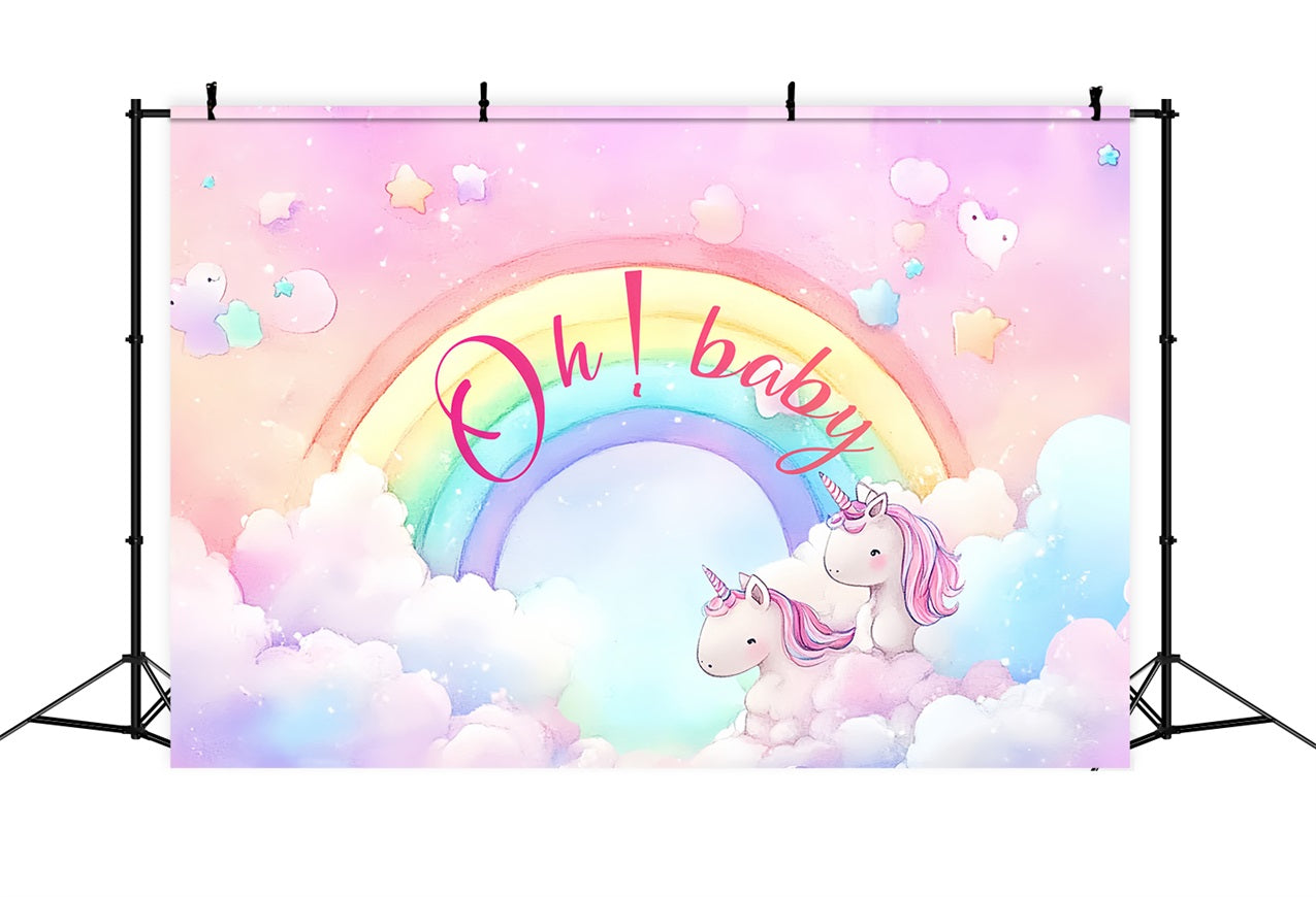 Baby Shower Backdrops Magical Unicorn Rainbow Wonderland Backdrop CSH2-212