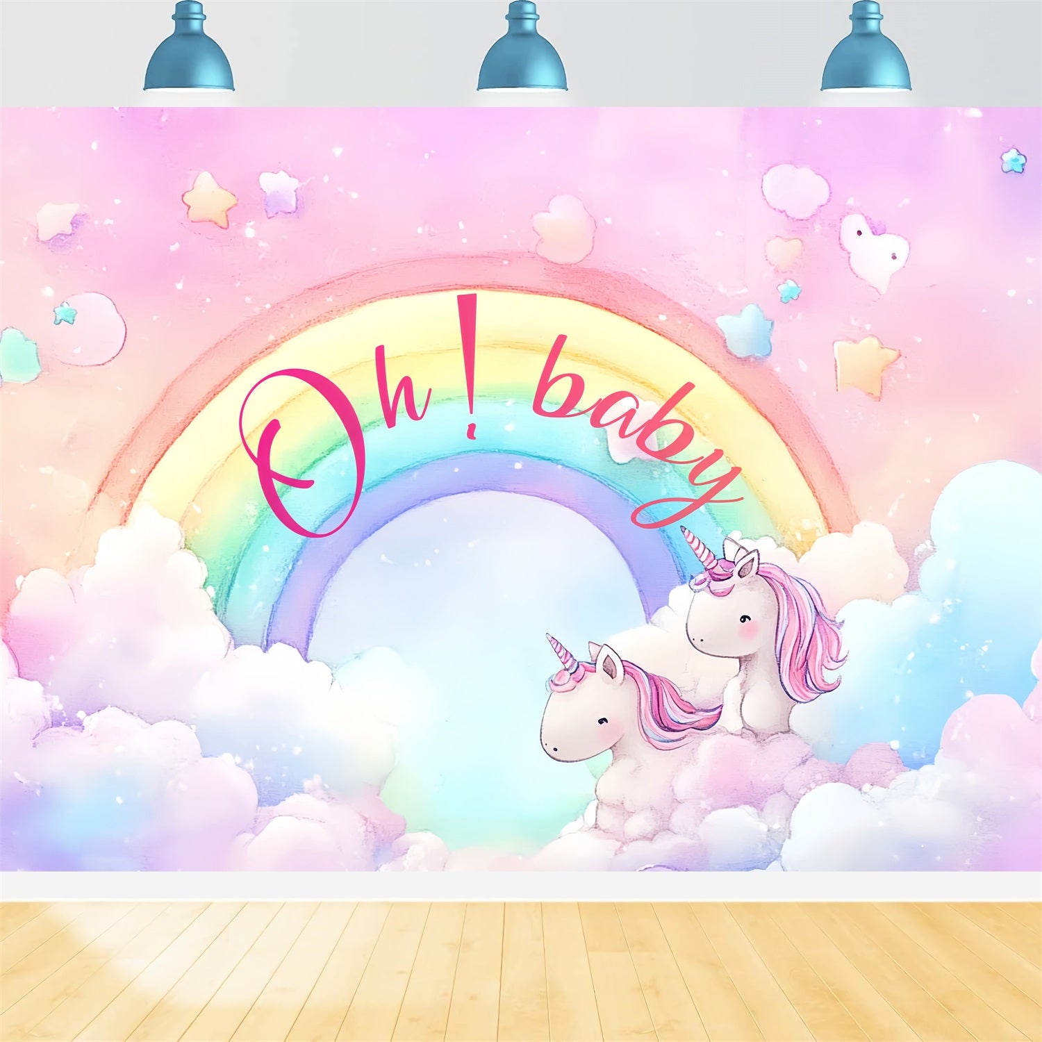 Baby Shower Backdrops Magical Unicorn Rainbow Wonderland Backdrop CSH2-212