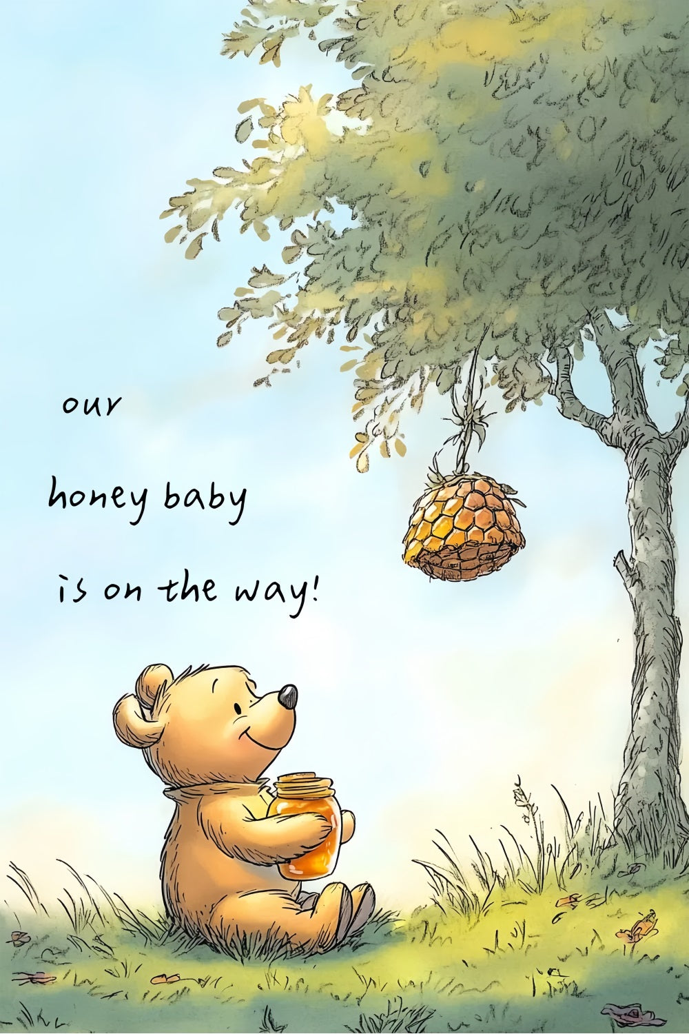 Baby Shower Photo Backdrops Honey Bear Baby Announcement Backdrop CSH2-215