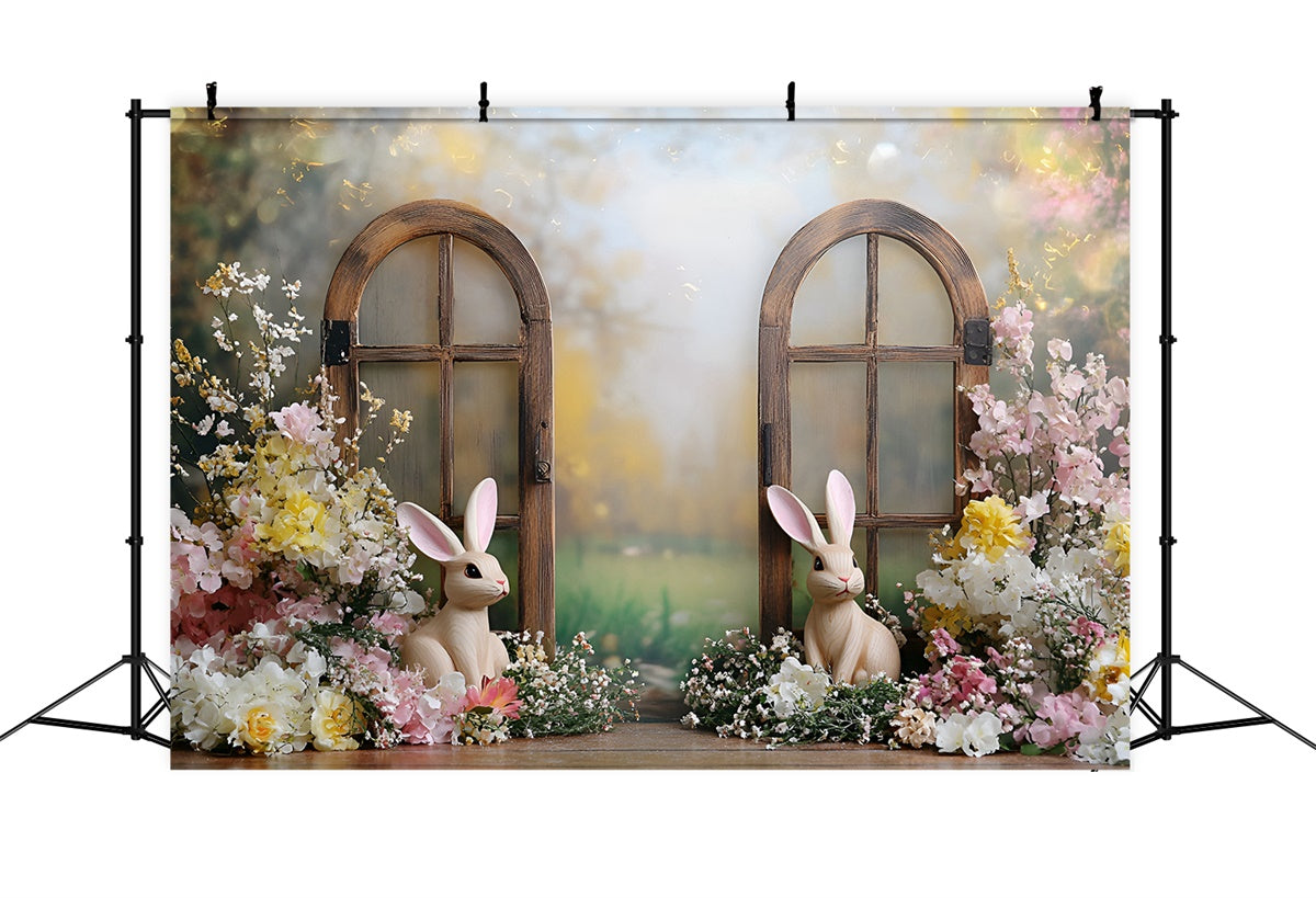 Easter Backdrops Photography Pastel Bunny Flower Garden Backdrop CSH2-23