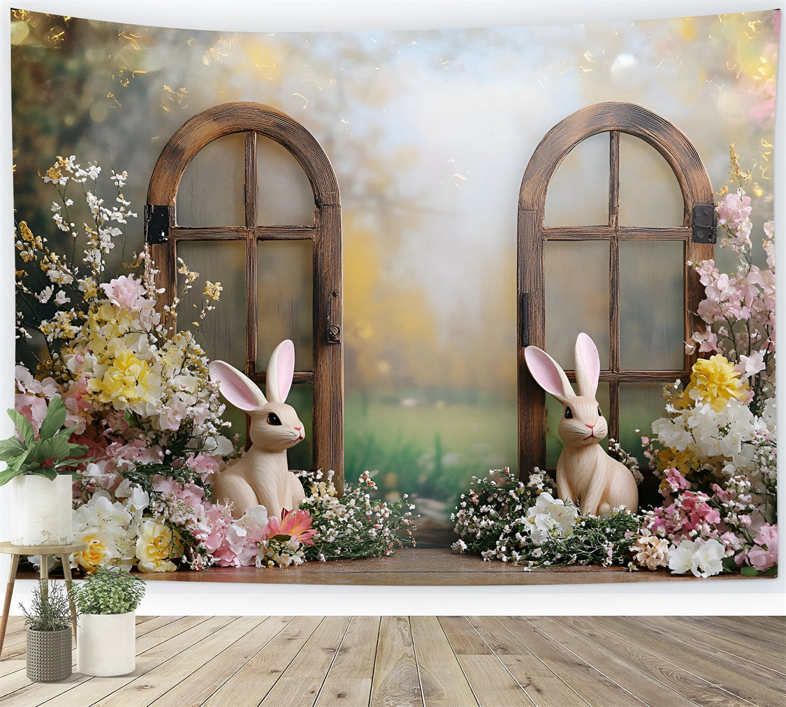 Easter Backdrops Photography Pastel Bunny Flower Garden Backdrop CSH2-23