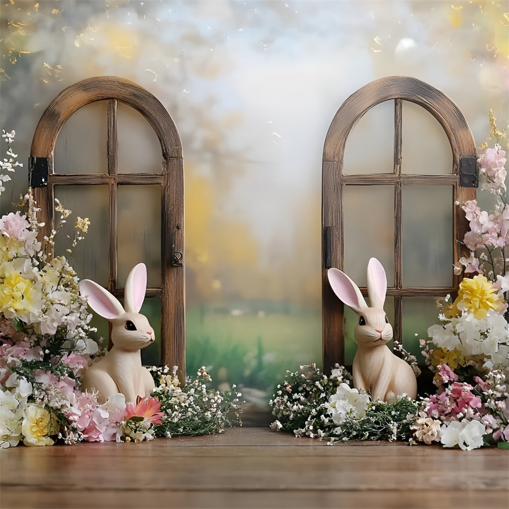 Easter Backdrops Photography Pastel Bunny Flower Garden Backdrop CSH2-23