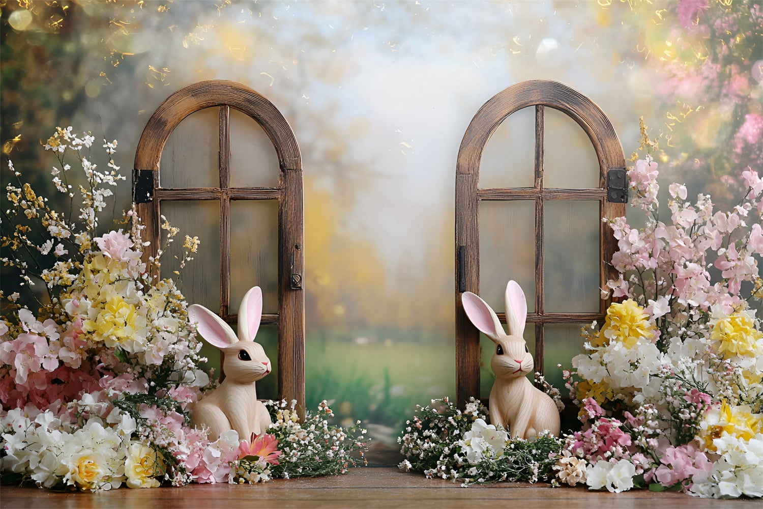 Easter Backdrops Photography Pastel Bunny Flower Garden Backdrop CSH2-23