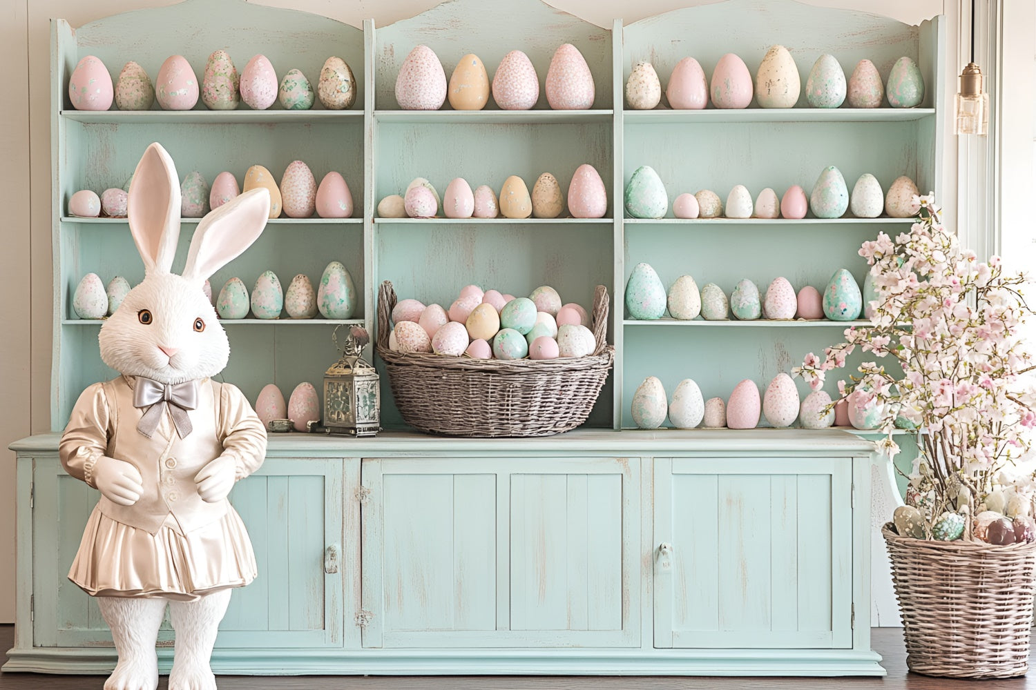 Easter Backdrop Elegant Easter Bunny Pastel Eggs Backdrop CSH2-25