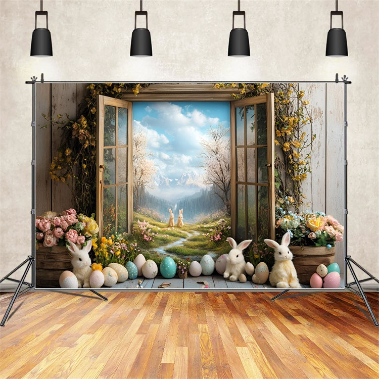 Backdrop For Easter Vibrant Bunnies Garden Pathway Backdrop CSH2-26