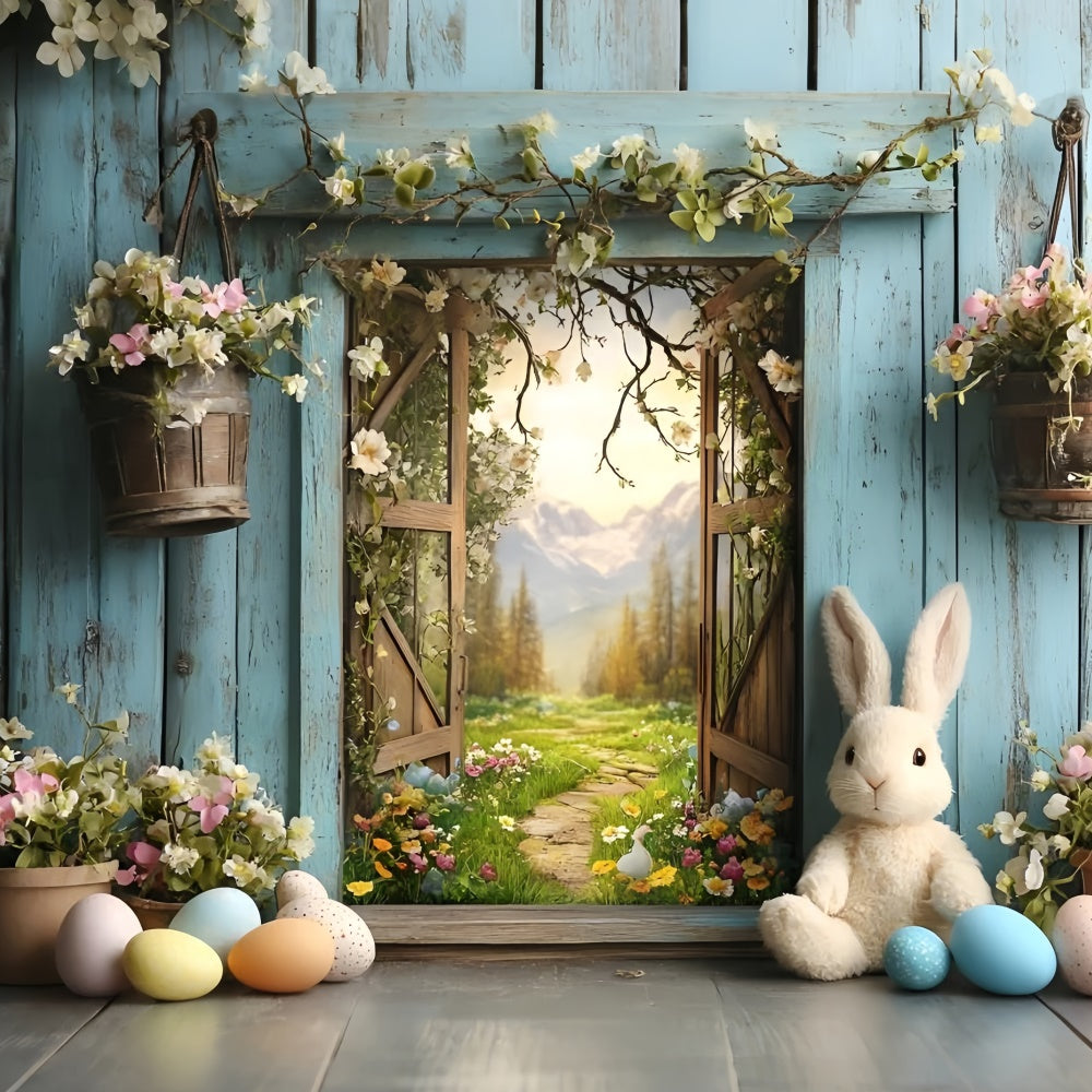 Easter Photo Backdrop Enchanted Window Spring Flowers Backdrop CSH2-27