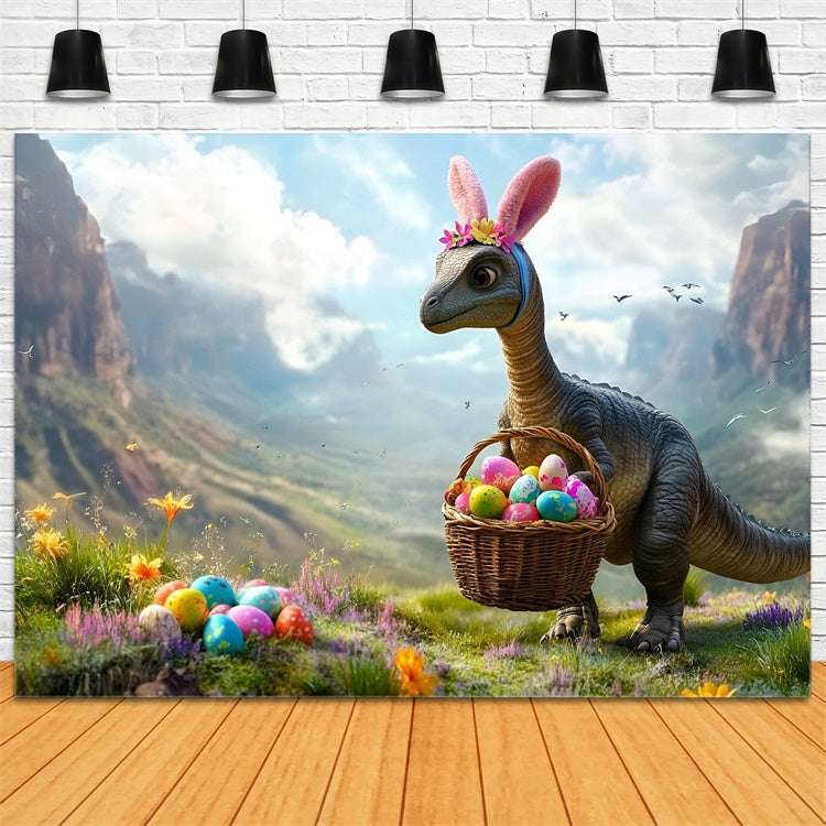 Easter Photography Backdrops Dinosaur Bunny Egg Hunt Backdrop CSH2-28