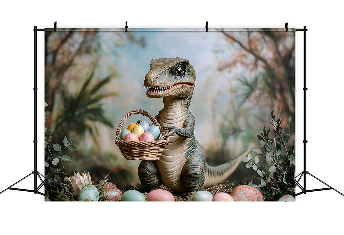 Easter Backdrop Photography Dino Colorful Egg Basket Backdrop CSH2-29