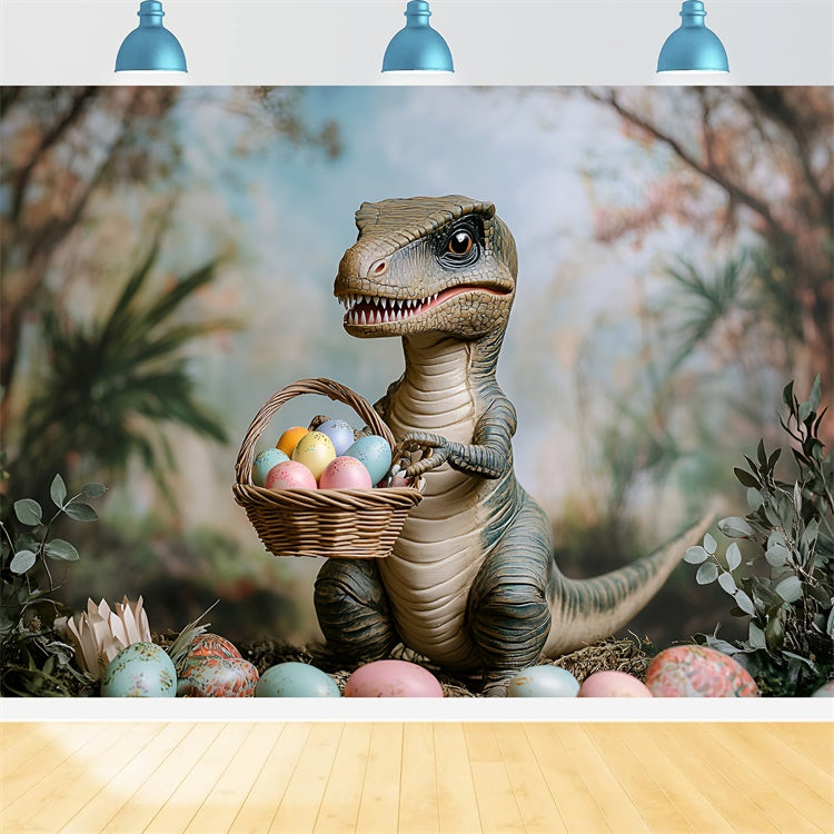 Easter Backdrop Photography Dino Colorful Egg Basket Backdrop CSH2-29