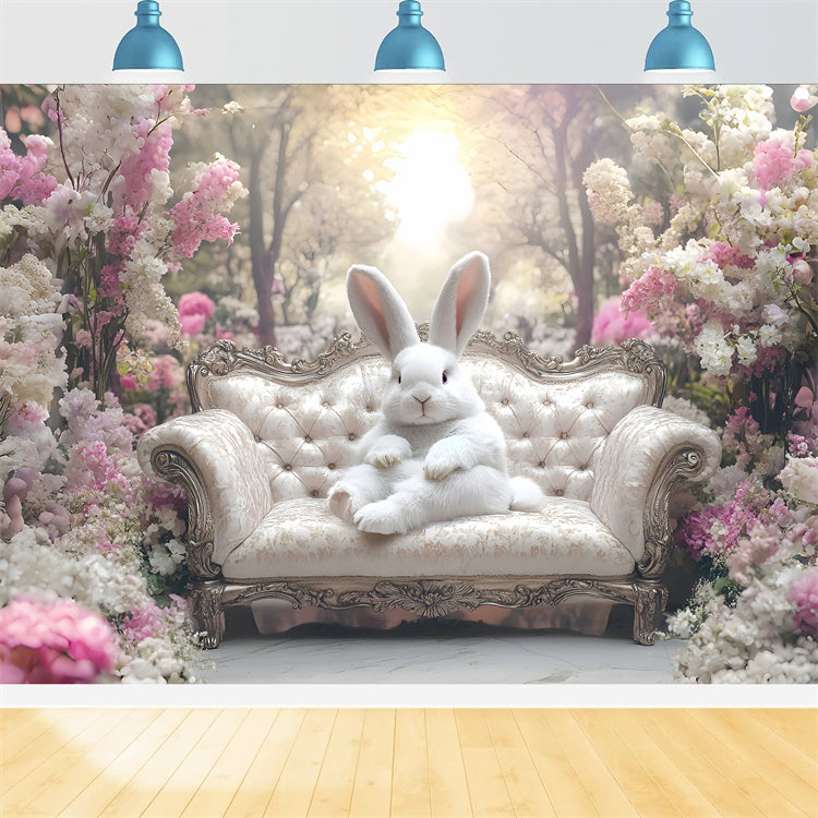 Easter Photo Backdrop Tranquil Spring Garden Rabbit Backdrop CSH2-33