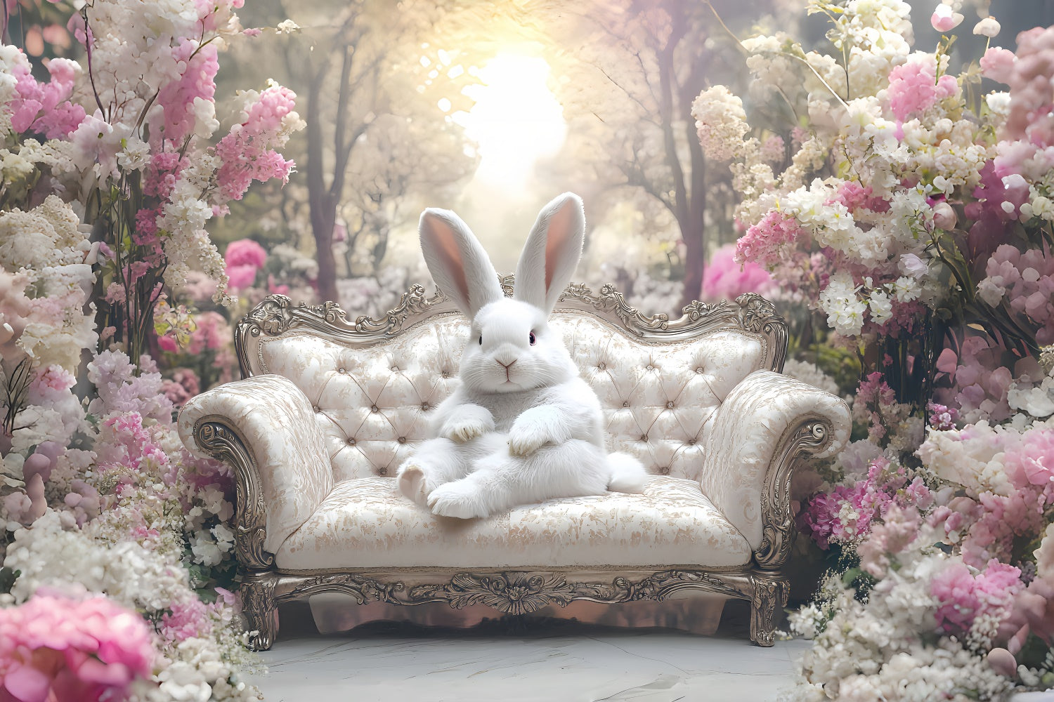 Easter Photo Backdrop Tranquil Spring Garden Rabbit Backdrop CSH2-33