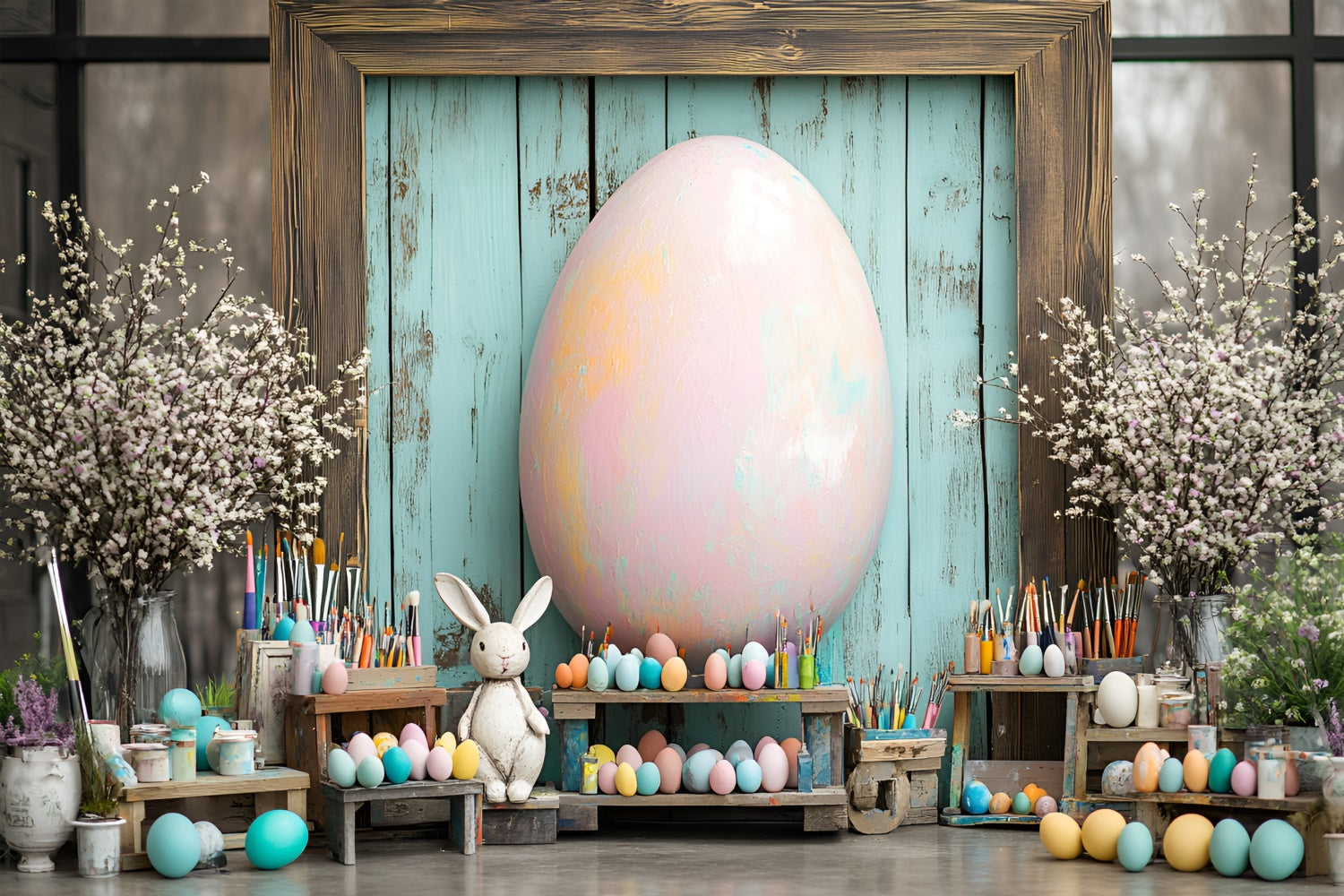 Photography Backdrop Easter Painted Eggs Art Corner Backdrop CSH2-34