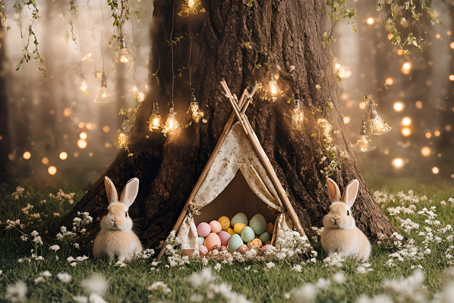 Easter Backdrops Ideas Magical Bunny Cozy Tent Backdrop CSH2-35